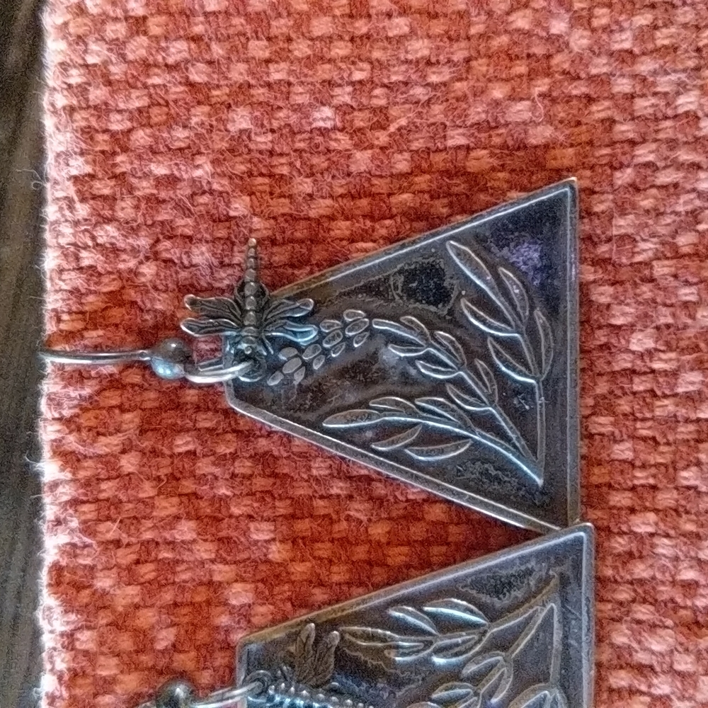 Contemporary Leaves and Dragonfly Earrings.